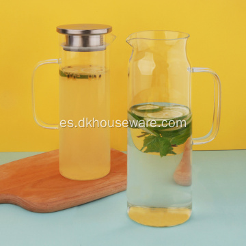 Jarra de agua de vidrio de borosilicato con tapa de acero inoxidable